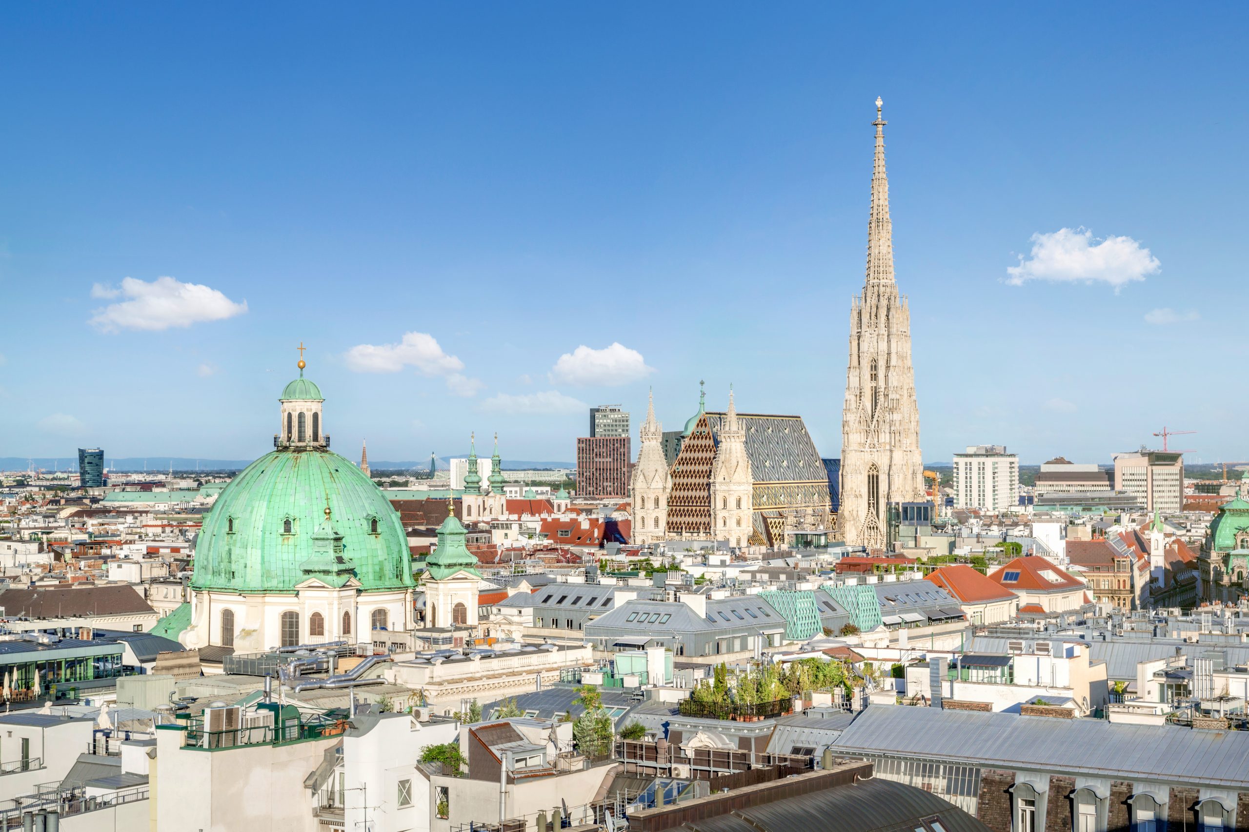View over Vienna Skyline with St. Stephen's Cathedral, Vienna, A